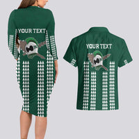 Hawaii Rainbow Warriors Personalized Couples Matching Long Sleeve Bodycon Dress and Hawaiian Shirt Kakau Ikaika Laau Pama LT7 - Polynesian Pride