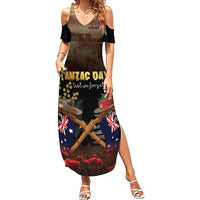 Australia - New Zealand ANZAC Family Matching Summer Maxi Dress and Hawaiian Shirt Gallipoli ANZAC Cove Landing LT7 Mom's Dress Black - Polynesian Pride