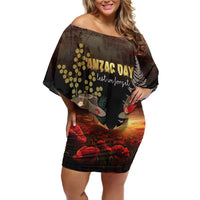 Australia - New Zealand ANZAC Off Shoulder Short Dress Gallipoli ANZAC Cove Landing LT7 Women Black - Polynesian Pride