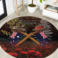 Australia - New Zealand ANZAC Round Carpet Gallipoli ANZAC Cove Landing LT7 Black - Polynesian Pride