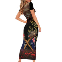 Australia - New Zealand ANZAC Short Sleeve Bodycon Dress Gallipoli ANZAC Cove Landing LT7 - Polynesian Pride