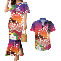 Kia Orana Cook Islands Couples Matching Mermaid Dress and Hawaiian Shirt Sunset Dream LT7 Art - Polynesian Pride