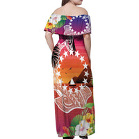 Kia Orana Cook Islands Family Matching Off Shoulder Maxi Dress and Hawaiian Shirt Sunset Dream LT7 - Polynesian Pride