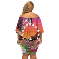 Kia Orana Cook Islands Family Matching Off Shoulder Short Dress and Hawaiian Shirt Sunset Dream LT7 - Polynesian Pride