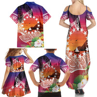 Kia Orana Cook Islands Family Matching Summer Maxi Dress and Hawaiian Shirt Sunset Dream LT7 - Polynesian Pride