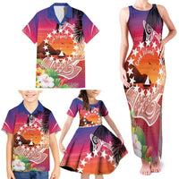 Kia Orana Cook Islands Family Matching Tank Maxi Dress and Hawaiian Shirt Sunset Dream LT7 - Polynesian Pride