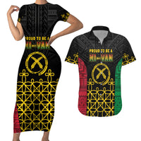 Vanuatu Indipendens Dei Couples Matching Short Sleeve Bodycon Dress and Hawaiian Shirt Tribal Sand Drawing LT7 Colorful - Polynesian Pride