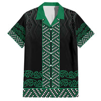 Maori Taniko Patterns Family Matching Long Sleeve Bodycon Dress and Hawaiian Shirt Pounamu Niho Taniwha Mix Paatiki Motifs LT7 Dad's Shirt - Short Sleeve Green - Polynesian Pride
