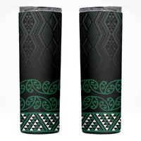Maori Taniko Patterns Skinny Tumbler Pounamu Niho Taniwha Mix Paatiki Motifs LT7 Green - Polynesian Pride