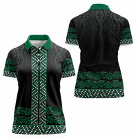 Maori Taniko Patterns Women Polo Shirt Pounamu Niho Taniwha Mix Paatiki Motifs LT7 - Polynesian Pride