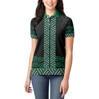 Maori Taniko Patterns Women Polo Shirt Pounamu Niho Taniwha Mix Paatiki Motifs LT7 - Polynesian Pride