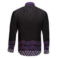 Maori Taniko Patterns Family Matching Puletasi and Hawaiian Shirt Purple Niho Taniwha Mix Paatiki Motifs LT7 - Polynesian Pride