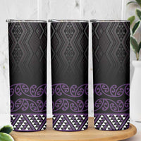 Maori Taniko Patterns Skinny Tumbler Purple Niho Taniwha Mix Paatiki Motifs LT7 - Polynesian Pride