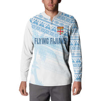 Fiji Rugby Custom Kaiviti Masi Button Sweatshirt Turquoise - Polynesian Pride