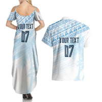 Fiji Rugby Custom Kaiviti Masi Couples Matching Summer Maxi Dress and Hawaiian Shirt Turquoise LT7 - Polynesian Pride
