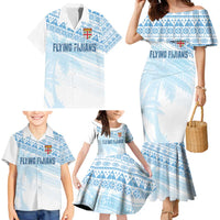 Fiji Rugby Custom Kaiviti Masi Family Matching Mermaid Dress and Hawaiian Shirt Turquoise LT7 - Polynesian Pride