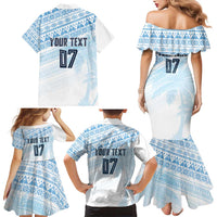 Fiji Rugby Custom Kaiviti Masi Family Matching Mermaid Dress and Hawaiian Shirt Turquoise LT7 - Polynesian Pride