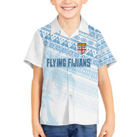 Fiji Rugby Custom Kaiviti Masi Family Matching Off The Shoulder Long Sleeve Dress and Hawaiian Shirt Turquoise LT7 Son's Shirt Turquoise - Polynesian Pride