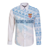 Fiji Rugby Custom Kaiviti Masi Long Sleeve Button Shirt Turquoise - Polynesian Pride