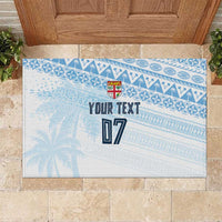 Fiji Rugby Custom Kaiviti Masi Rubber Doormat Turquoise - Polynesian Pride