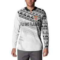Fiji Rugby Custom Kaiviti Masi Button Sweatshirt Black - Polynesian Pride