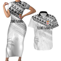 Fiji Rugby Custom Kaiviti Masi Couples Matching Short Sleeve Bodycon Dress and Hawaiian Shirt Black LT7 Black - Polynesian Pride