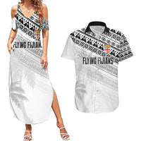 Fiji Rugby Custom Kaiviti Masi Couples Matching Summer Maxi Dress and Hawaiian Shirt Black LT7 Black - Polynesian Pride