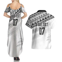Fiji Rugby Custom Kaiviti Masi Couples Matching Summer Maxi Dress and Hawaiian Shirt Black LT7 - Polynesian Pride