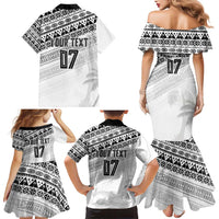 Fiji Rugby Custom Kaiviti Masi Family Matching Mermaid Dress and Hawaiian Shirt Black LT7 - Polynesian Pride
