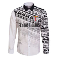 Fiji Rugby Custom Kaiviti Masi Family Matching Off The Shoulder Long Sleeve Dress and Hawaiian Shirt Black LT7 Dad's Shirt - Long Sleeve Black - Polynesian Pride