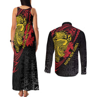 Papua New Guinea 49th Independence Day Couples Matching Tank Maxi Dress and Long Sleeve Button Shirt Motuan Revareva Bird-of-Paradise LT7 - Polynesian Pride