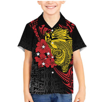 Papua New Guinea 49th Independence Day Family Matching Mermaid Dress and Hawaiian Shirt Motuan Revareva Bird-of-Paradise LT7 Son's Shirt Black - Polynesian Pride