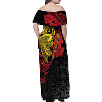 Papua New Guinea 49th Independence Day Family Matching Off Shoulder Maxi Dress and Hawaiian Shirt Motuan Revareva Bird-of-Paradise LT7 - Polynesian Pride