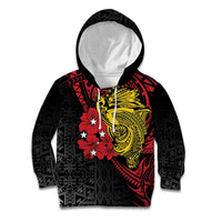 Papua New Guinea 49th Independence Day Kid Hoodie Motuan Revareva Bird-of-Paradise LT7 Hoodie Black - Polynesian Pride