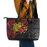 Papua New Guinea 49th Independence Day Leather Tote Bag Motuan Revareva Bird-of-Paradise LT7 - Polynesian Pride