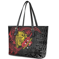 Papua New Guinea 49th Independence Day Leather Tote Bag Motuan Revareva Bird-of-Paradise LT7 - Polynesian Pride