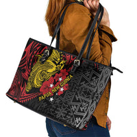 Papua New Guinea 49th Independence Day Leather Tote Bag Motuan Revareva Bird-of-Paradise LT7 - Polynesian Pride
