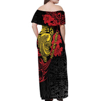 Papua New Guinea 49th Independence Day Off Shoulder Maxi Dress Motuan Revareva Bird-of-Paradise LT7 - Polynesian Pride