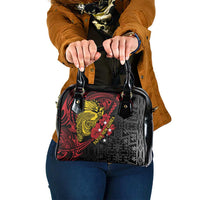Papua New Guinea 49th Independence Day Shoulder Handbag Motuan Revareva Bird-of-Paradise LT7 One Size Black - Polynesian Pride