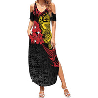 Papua New Guinea 49th Independence Day Summer Maxi Dress Motuan Revareva Bird-of-Paradise LT7 Women Black - Polynesian Pride