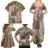 Polynesia Family Matching Summer Maxi Dress and Hawaiian Shirt Sharks Duo Tropical Brown LT7 - Polynesian Pride