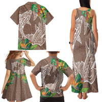 Polynesia Family Matching Tank Maxi Dress and Hawaiian Shirt Sharks Duo Tropical Brown LT7 - Polynesian Pride