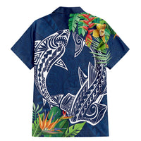 Polynesia Family Matching Mermaid Dress and Hawaiian Shirt Sharks Duo Tropical Navy LT7 - Polynesian Pride