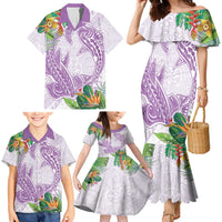 Polynesia Family Matching Mermaid Dress and Hawaiian Shirt Sharks Duo Tropical Lavender LT7 - Polynesian Pride