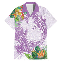 Polynesia Family Matching Mermaid Dress and Hawaiian Shirt Sharks Duo Tropical Lavender LT7 Dad's Shirt - Short Sleeve Lavender - Polynesian Pride