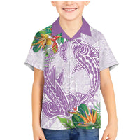 Polynesia Family Matching Mermaid Dress and Hawaiian Shirt Sharks Duo Tropical Lavender LT7 Son's Shirt Lavender - Polynesian Pride