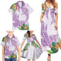 Polynesia Family Matching Summer Maxi Dress and Hawaiian Shirt Sharks Duo Tropical Lavender LT7 - Polynesian Pride