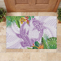 Polynesia Rubber Doormat Sharks Duo Tropical Lavender