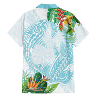Polynesia Family Matching Long Sleeve Bodycon Dress and Hawaiian Shirt Sharks Duo Tropical Turquoise LT7 - Polynesian Pride