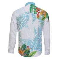 Polynesia Family Matching Off Shoulder Short Dress and Hawaiian Shirt Sharks Duo Tropical Turquoise LT7 - Polynesian Pride